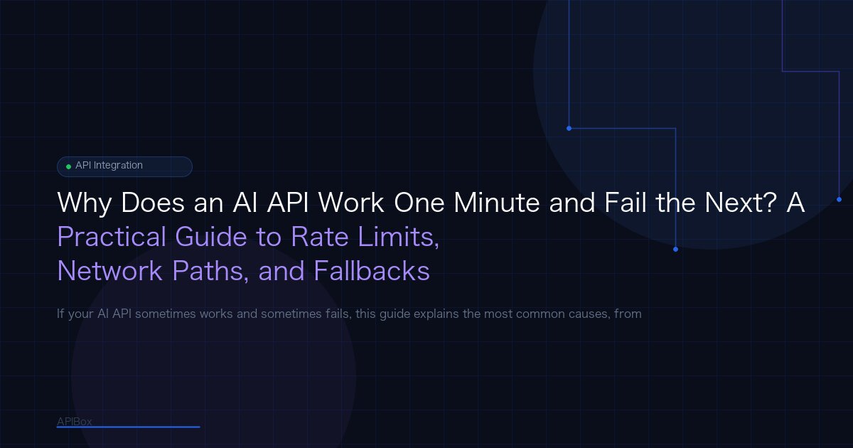 Why Does an AI API Work One Minute and Fail the Next? | APIBox